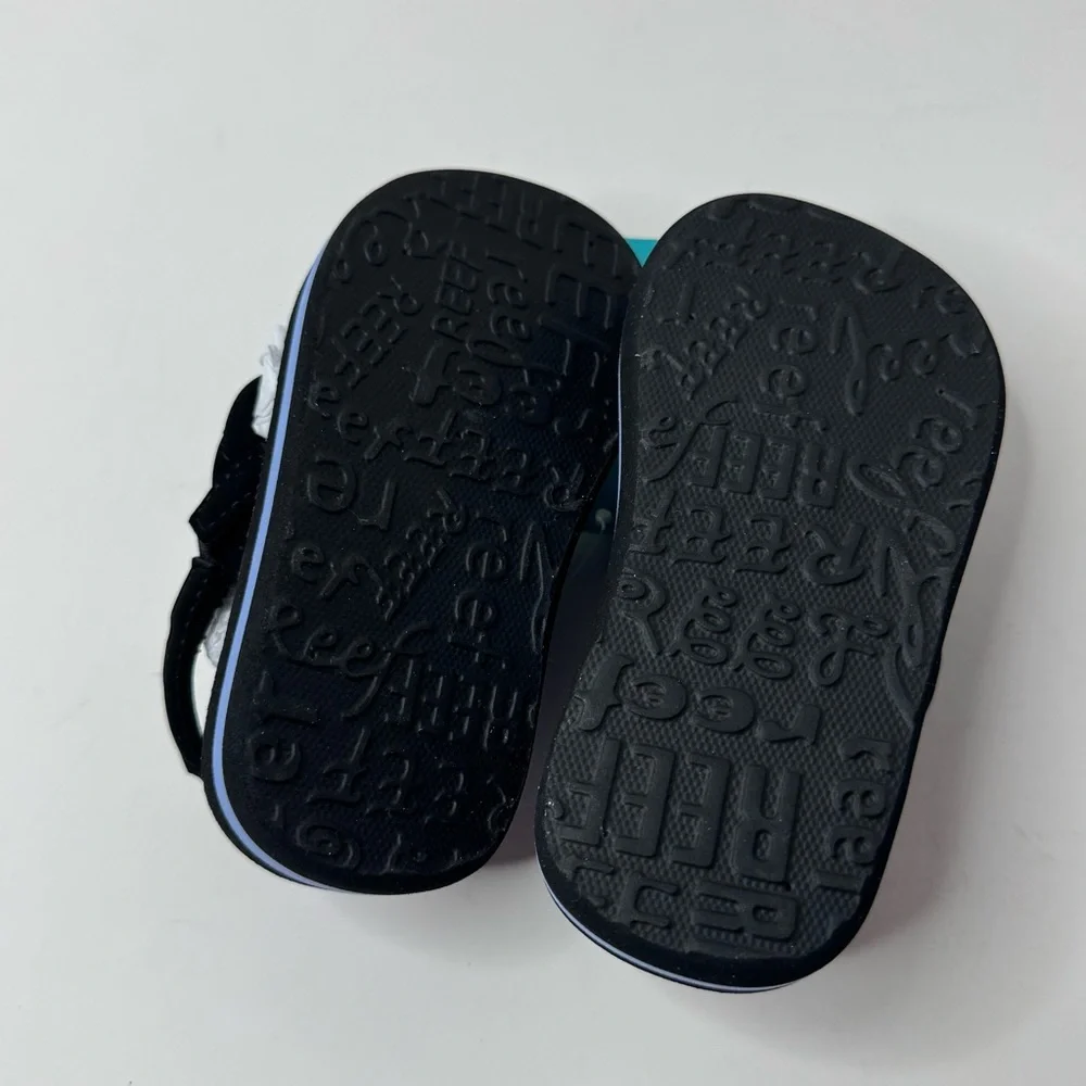 Reef Kids Black and Purple Tropical Print Flip Flops